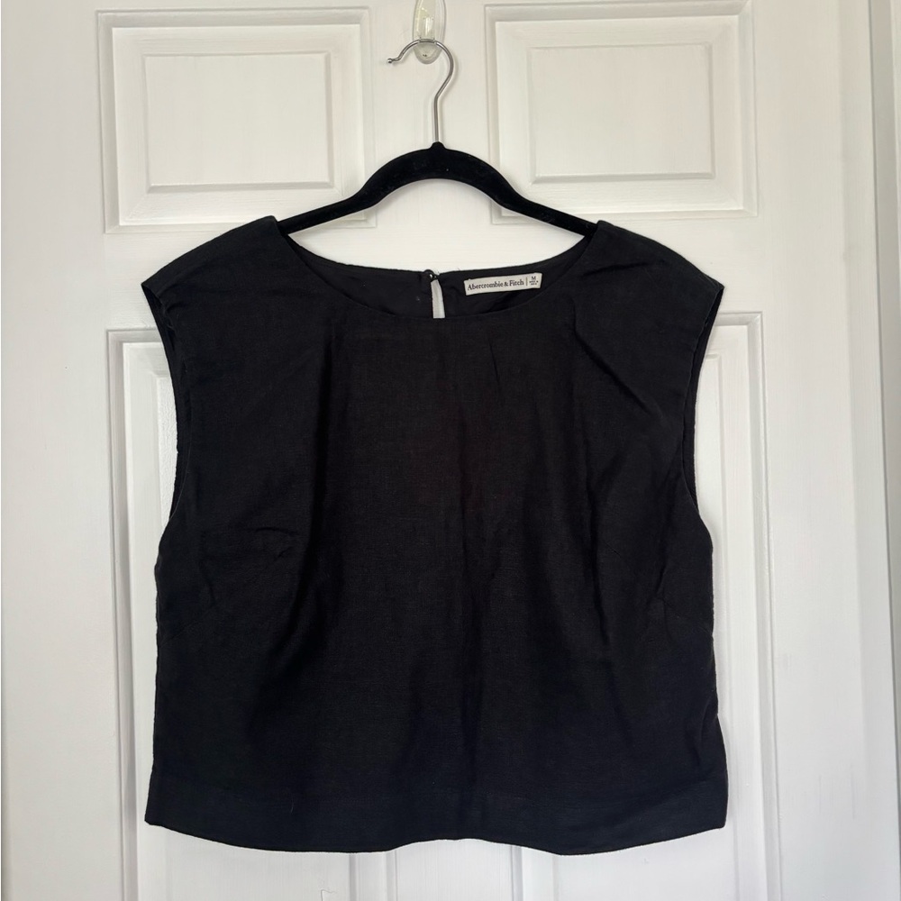 Abercrombie & Fitch | Black Sleeveless Linen Blend Top